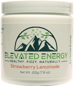Bebida energética saludable en polvo - Stevia y cafeína natural | Mezcla de bebida gaseosa energética elevada | Limonada de fresa | 30 porciones a22