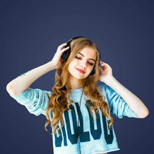 Cargar imagen en el visor de la galería, LORELEI X6 - Auriculares sobre la oreja con micrófono, auriculares de bajos estéreo ligeros y plegables con 1.45M sin enredos, auriculares portátiles con cable para Smartphone,ln24 tablet, MP3/4 (azul oscuro)
