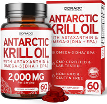 Cargar imagen en el visor de la galería, Suplemento de aceite de krill antártico (2000 mg por porción, 60 cápsulas blandas)
