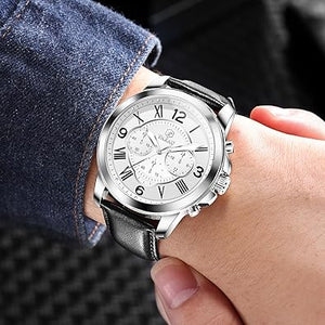 Relojes de cuero para hombre, resistente al agua, cronógrafo, luminoso, de lujo, reloj, clásico, de acero inoxidable, analógico, a21 de cuarzo, casual, trabajo, deportivo, con cara grande, número