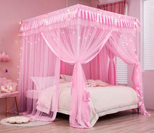 Cargar imagen en el visor de la galería, Mengersi Cortina para Dosel de Cama Princesa, con 4 Esquinas, Dosel con Mosquitero para Cama de Princesa
