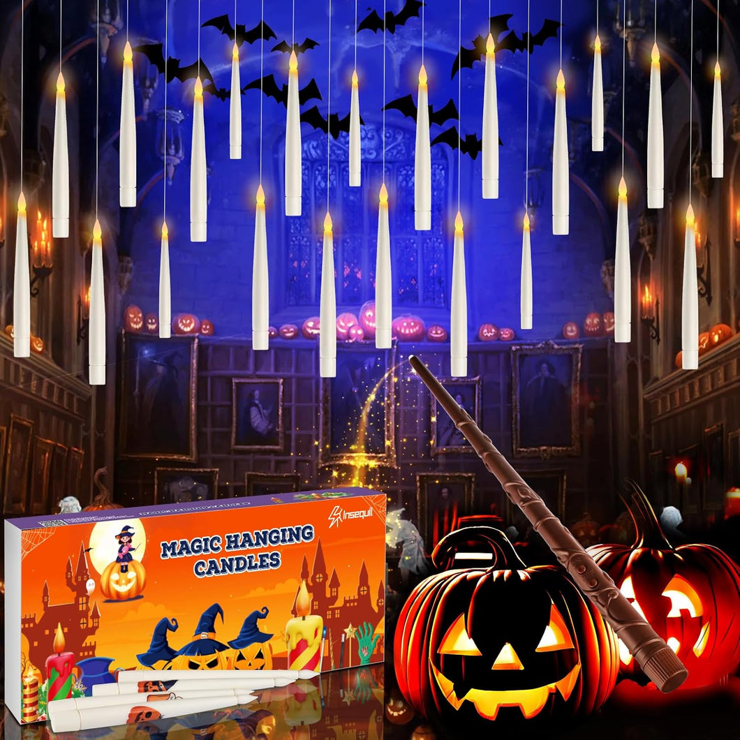 Velas flotantes con control remoto de varita, 20 piezas de velas colgantes mágicas de Halloween