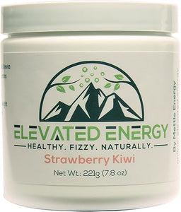 Bebida energética saludable en polvo - Stevia y cafeína natural | Mezcla de bebida gaseosa energética elevada | Fresa y kiwi | 30 porciones ln25