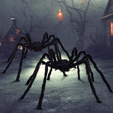 Cargar imagen en el visor de la galería, JOYIN 2 Pack 5 Ft Halloween Decoraciones al aire libre Araña negra peluda
