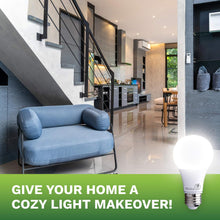 Cargar imagen en el visor de la galería, Bioluz LED 6 vatios equivalentes a bombillas A19 de 40 W para decoración del hogar, 2700 K, luz blanca cálida, no regulables, para dormitorio, bombillas LED de bajo consumo y bombillas de larga A19
