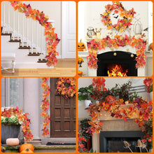 Cargar imagen en el visor de la galería, [2 paquetes] Guirnalda de hojas de arce de 69 pulgadas, guirnalda de otoño para repisa, decoraciones de Halloween
