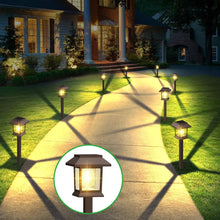 Cargar imagen en el visor de la galería, Benany Luces solares para caminos al aire libre, paquete de 12 luces LED impermeables mejoradas, luces solares para exteriores, a21 iluminación solar de jardín... Número de artículos:12
