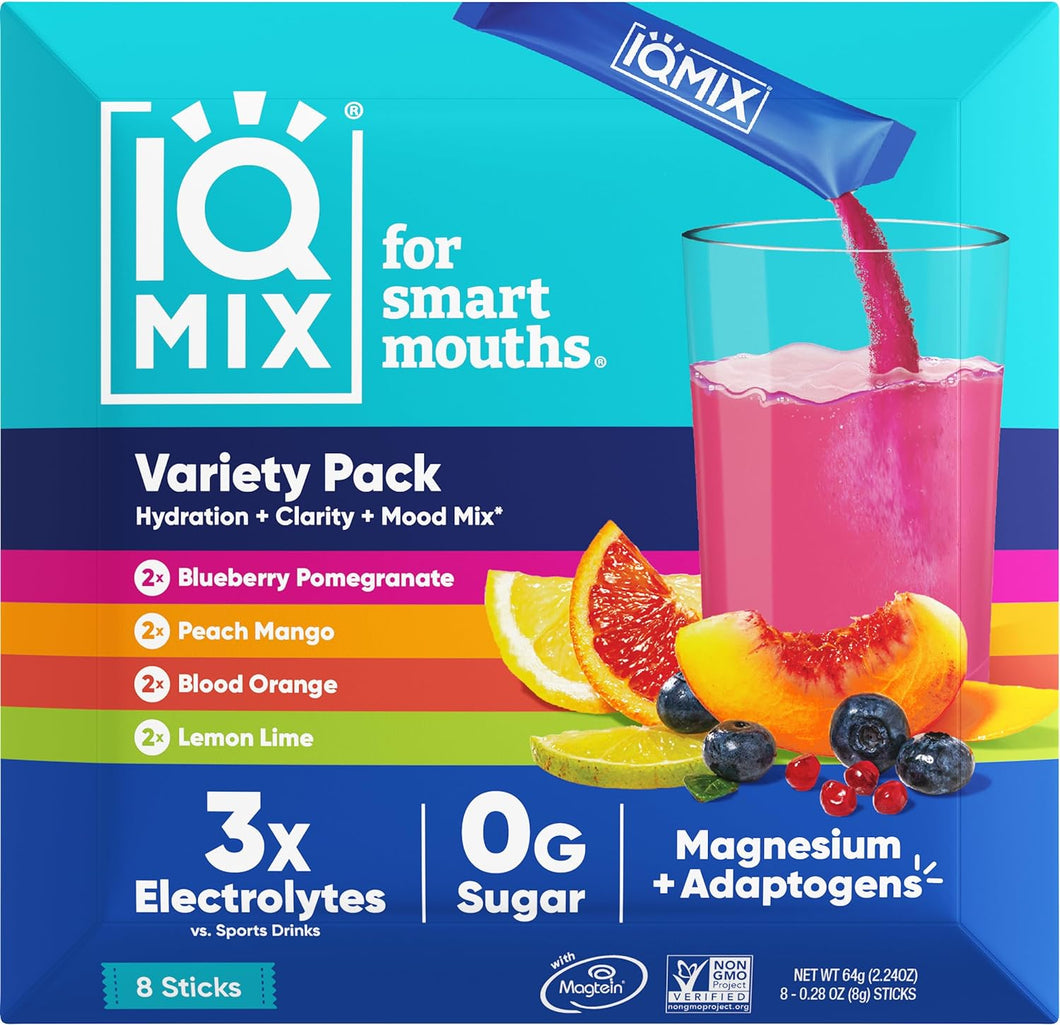 IQMIX Sugar Free Electrolytes Powder Packets - Hydration Supplement Drink Mix with Keto Electrolytes, Lions Mane, Magnesium L-Threonate, and Potassium... a22