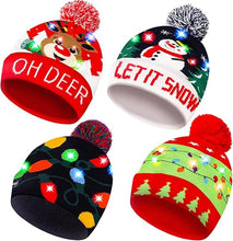 Cargar imagen en el visor de la galería, Sombrero de punto de punto con luces LED de Navidad
