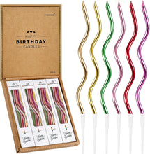 Cargar imagen en el visor de la galería, PHD CAKE 24 unidades de velas metálicas doradas en espiral largas y delgadas para cumpleaños
