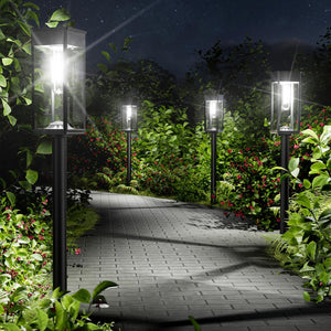 NEWMESSI Luces solares para caminos al aire libre, paquete de 6 luces solares de jardín, impermeables, brillantes, luces LED para camino, a21 alimentadas por... Color:Cuadrado blanco frío Tamaño:6 Pack