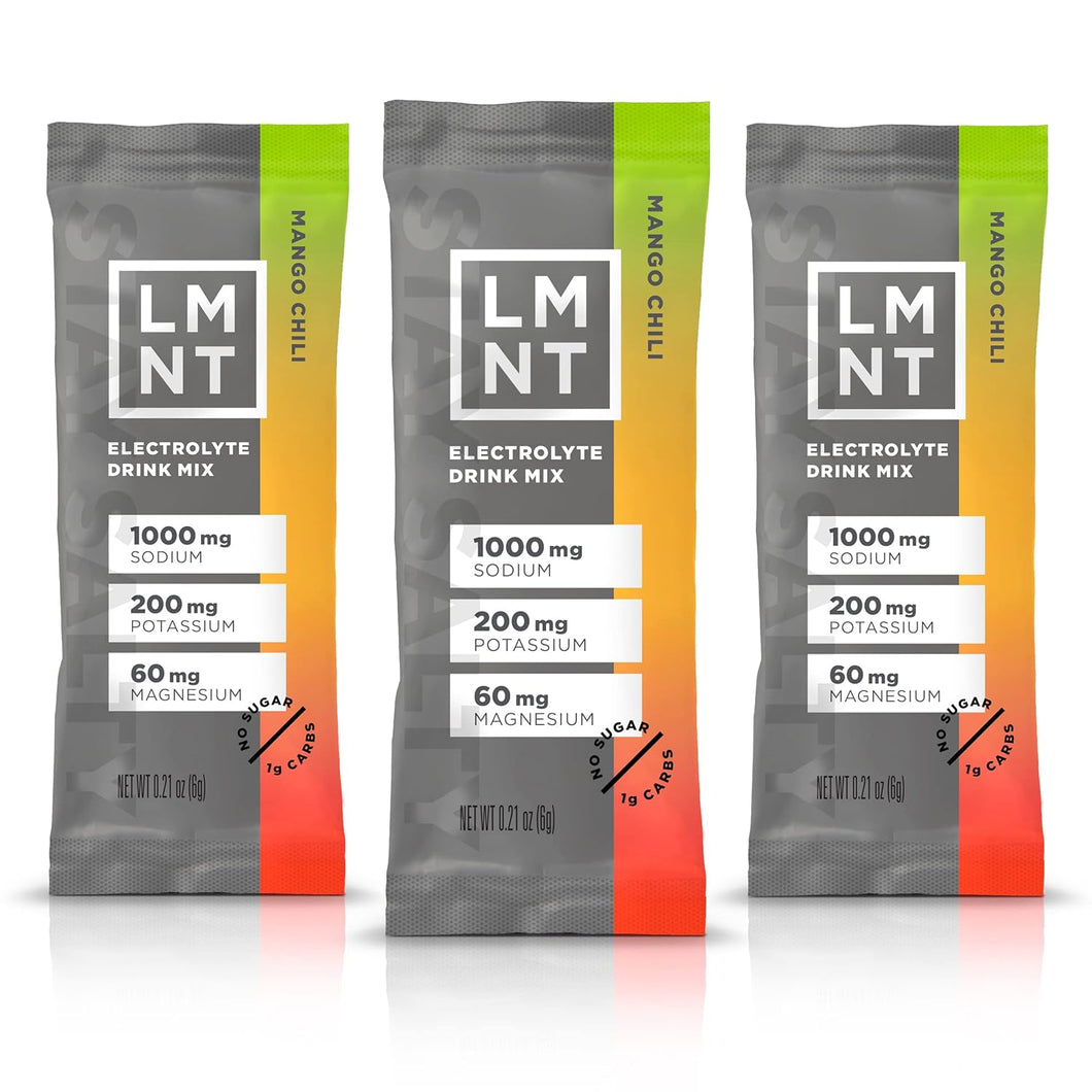 Mezcla para bebida con electrolitos sin azúcar de LMNT: sal de chile y mango | 30 unidades ln25