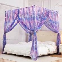 Cargar imagen en el visor de la galería, Mengersi Cortina para Dosel de Cama Princesa, con 4 Esquinas, Dosel con Mosquitero para Cama de Princesa
