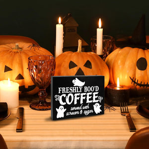 Letrero de café de Halloween de la boutique de regalos