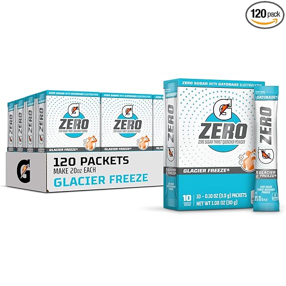 Gatorade G Zero Powder, Glacier Freeze, paquetes de 0,10 oz (paquete de 120) ln25