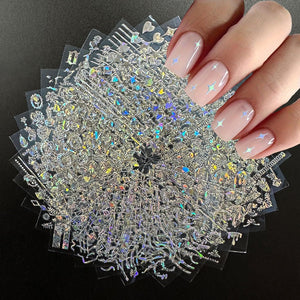 30 hojas de calcomanías de arte de uñas Aurora 3D autoadhesivas de flores para arte de uñas A24