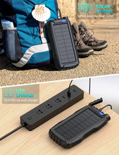 Cargar imagen en el visor de la galería, Power-Bank-Solar-Charger - Cargador portátil de 42800 mAh, banco de energía solar, batería externa 5V3.1A Qc 3.0 cargador rápido integrado linterna súper brillante (negro profundo) Ln23
