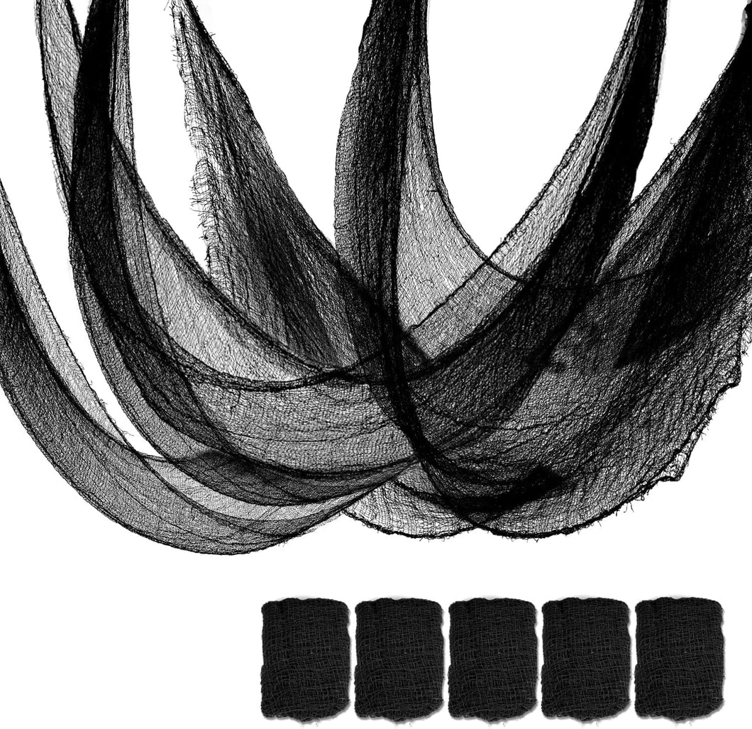 Juego de 5 decoraciones de tela de gasa espeluznantes para Halloween