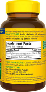 Nature Made Comprimidos de vitamina D3 2000 UI 100 unidades, 2674, 1 ln25