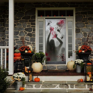 2PCS Halloween Decoración de Casa Embrujada Ventana Puerta Cubierta