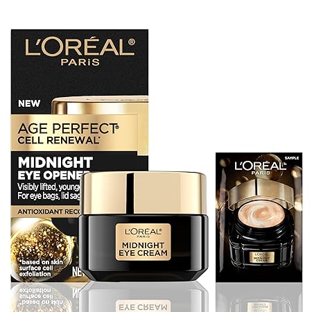 L'Oreal Paris Age Perfect Cell Renewal Midnight Eye Cream, crema para el contorno de ojos rica en antioxidantes para tratar 8 signos del envejecimiento, incluye una muestra de crema de noche a23