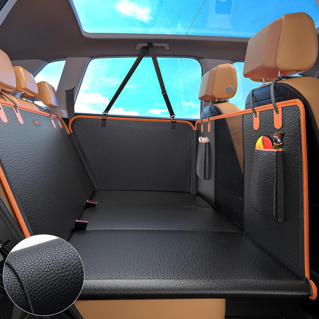 Extensor de asiento trasero para perros, funda de asiento de automóvil para asiento trasero, parte inferior dura con capacidad para 400 libras, ln25 funda de asiento trasero para perro, piel sintética,
