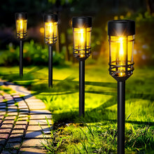 Cargar imagen en el visor de la galería, GIGALUMI Paquete de 8 luces solares para camino, luces solares para exteriores, impermeables, luces de camino alimentadas por energía solar para pasarela,...a21  Color:Warm White Tamaño:8 Pack
