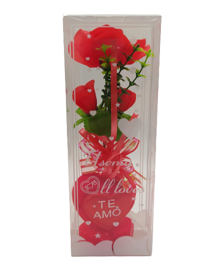 ADORNO CORAZON CON FLOR EN ESTUCHE