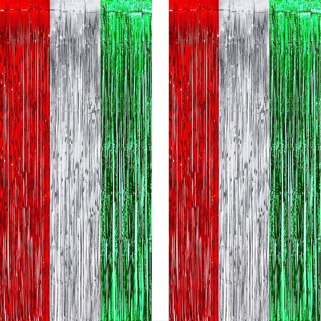 Serpentinas de fiesta de color rojo, plateado y verde, Q1