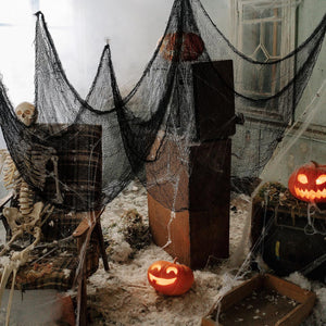 Nirohee 5 Pack Halloween Spider Web Black Creepy Cloth, Spooky Fabric Cloth Halloween Decorations Outdoor
