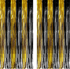 Decoración de serpentinas de fiesta color negro y dorado Q1