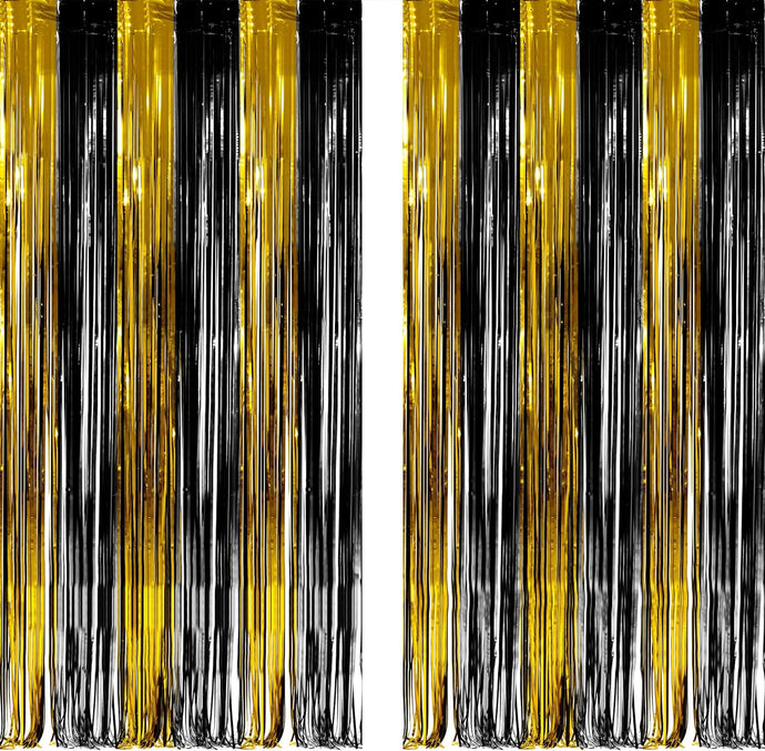 Decoración de serpentinas de fiesta color negro y dorado Q1