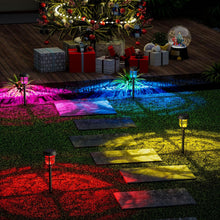 Cargar imagen en el visor de la galería, XMCOSY+ Luces solares para exteriores, 2 modos RGBW LED luces solares de jardín, luces solares para camino IP65 impermeables, iluminación solar para patio,...a21 Color:marrón-rojizo Color del lente:Blanco cálido y RGB
