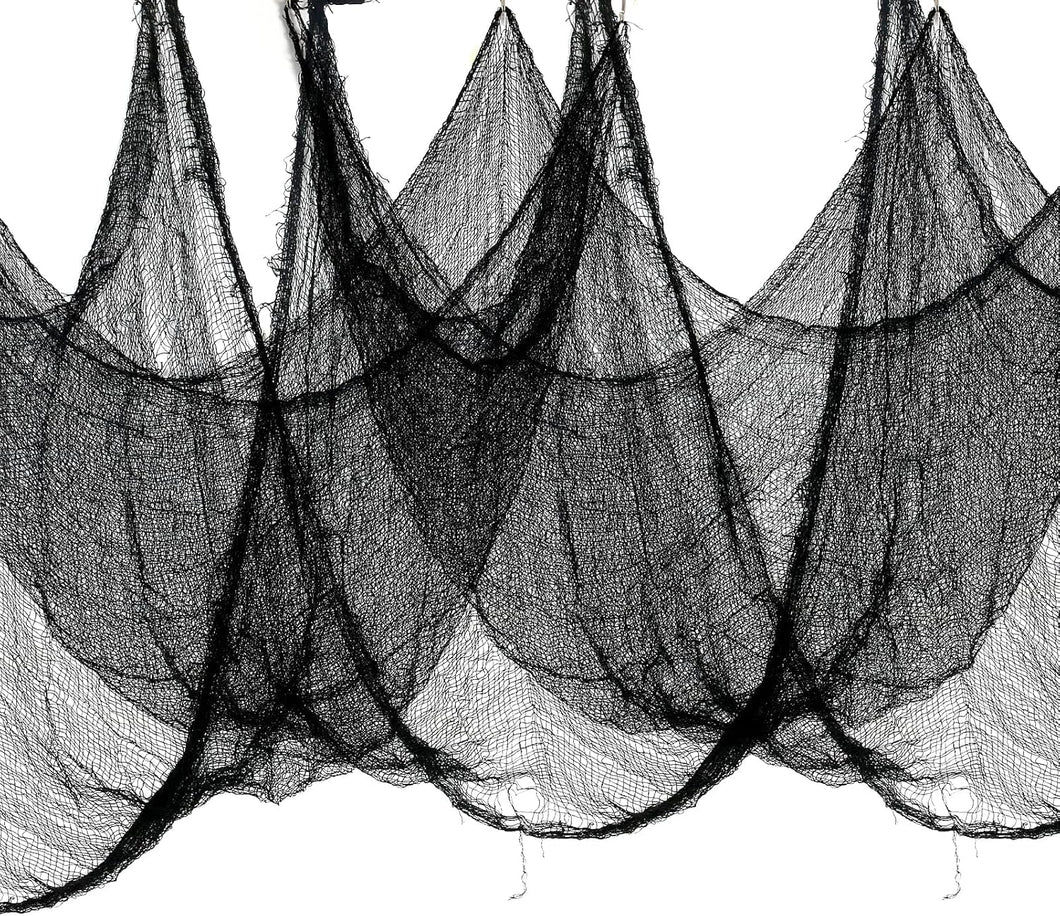 Nirohee 5 Pack Halloween Spider Web Black Creepy Cloth, Spooky Fabric Cloth Halloween Decorations Outdoor