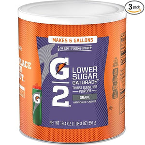 Gatorade Thirst Quencher Powder, G2 Low Calorie, uva, 19,4 onzas (paquete de 3) ln25