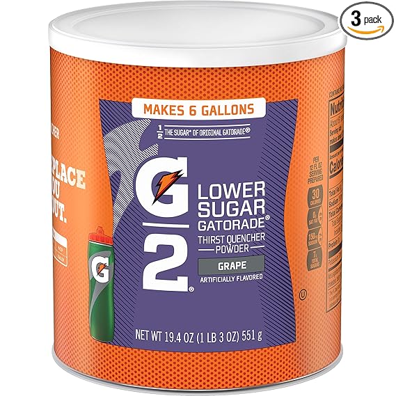 Gatorade Thirst Quencher Powder, G2 Low Calorie, uva, 19,4 onzas (paquete de 3) ln25