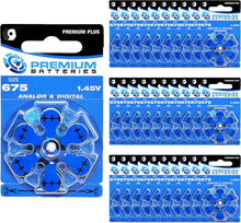 Cargar imagen en el visor de la galería, Premium Batteries Tamaño 675, ZA675, PR44, P675 1.45V Zinc Air Baterías para audífonos con pestaña azul (30 baterías)
