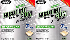 Goma de mascar de nicotina 2 mg sin azúcar sabor menta genérico para Nicorette 110 piezas A24