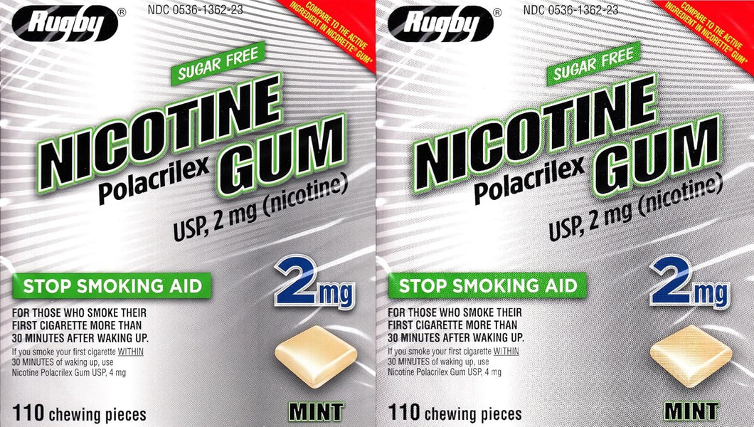 Goma de mascar de nicotina 2 mg sin azúcar sabor menta genérico para Nicorette 110 piezas A24