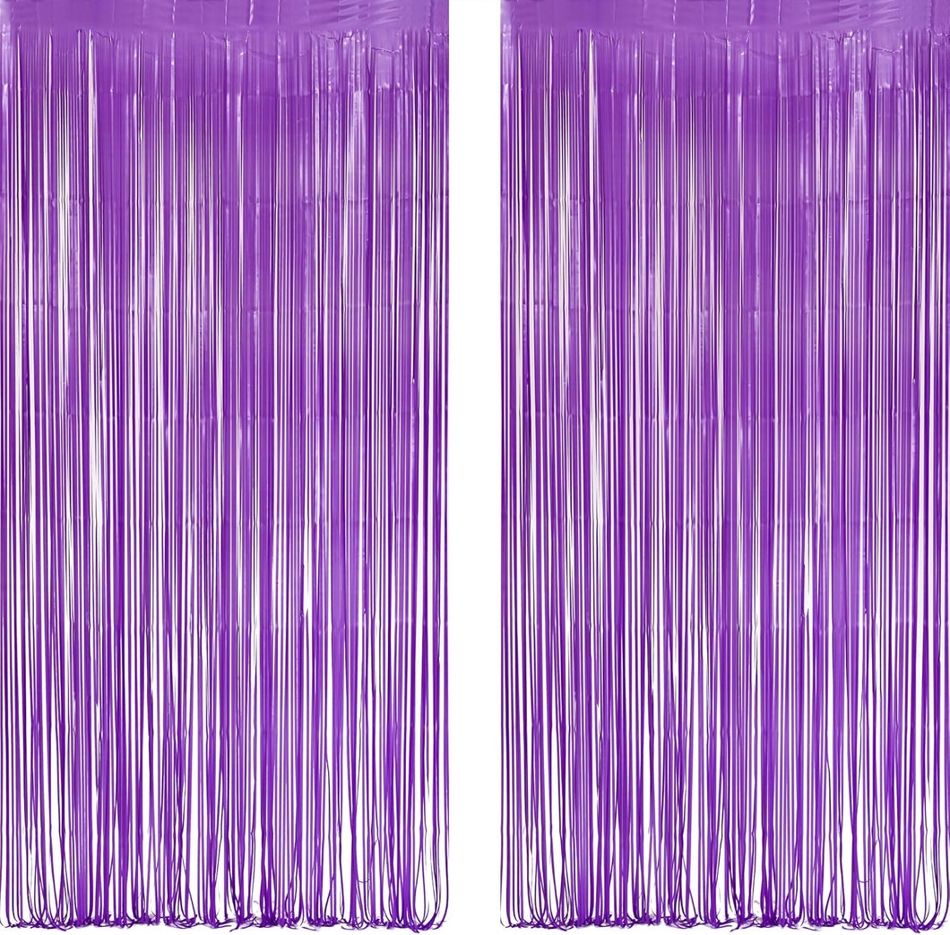 Telón de fondo de fiesta de flecos de papel de aluminio morado Q1