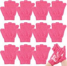 Cargar imagen en el visor de la galería, Ramede Paquete de  pares de guantes exfoliantes de doble cara de nailon coloridos para ducha para hombres y mujeres
