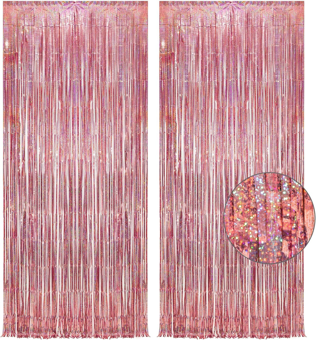 Telón de fondo de fiesta de oropel dorado rosa con purpurina GREATRIL  Q1