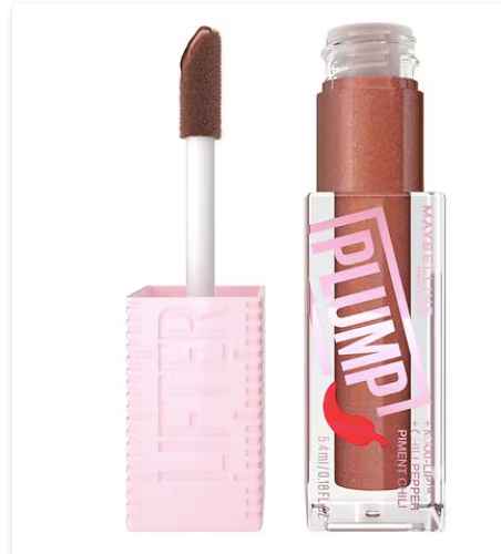 Maybelline New York Lifter Plump Lip Brillo voluminizador  A22 de labios con chile y 5 % Maxi-Lip , Peach Fever, 0,18 fl oz