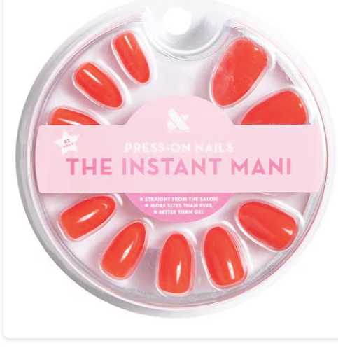 Uñas postizas instantáneas The Instant Mani de Olive & June ln25X, almendra, tono medio , lava, juego de 1,0