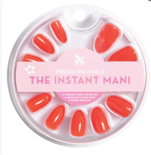 Uñas postizas instantáneas The Instant Mani de Olive & June , almendra, tono medio , lava, juego de 1,0 ln25