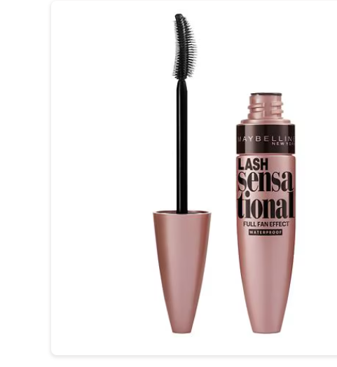 Máscara de pestañas resistente al agua Maybelline Lash Sensational , color negro intenso, 0,3 fl oz ln25
