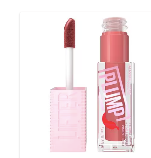 Maybelline New York Lifter Plump Lip Brillo voluminizador  a22 de labios con chile y 5 % Maxi-Lip , Hot Honey, 0,18 fl oz