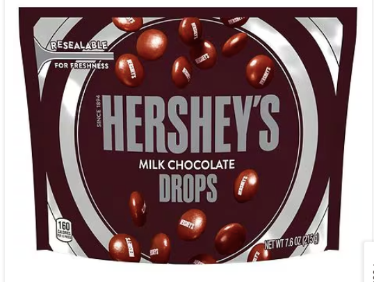 HERSHEY'S Drops Candy, Bag Milk Chocolate, 7.6 A23