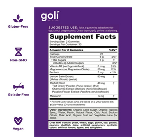 Goli Dreamy Sleep Gummies Nutrition Bálsamo de Limón y Botánicos, 60 Unidades