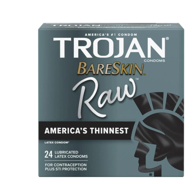 TROJAN BareSkin Condones Finos Crudos, Condones Finos Lubricados, Paquete de 24 Unidades